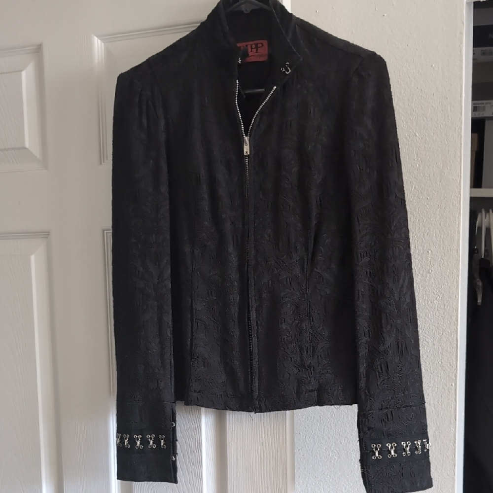 Tripp NYC Black Corset Lace Zip Jacket